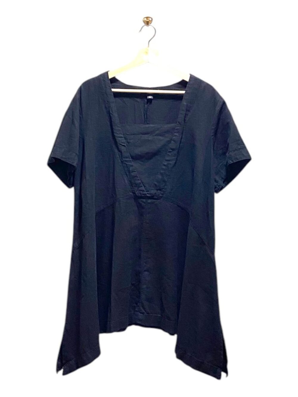 Ellos Linen Tunic Black Size L (18/20) Minimalist Spring Beach Coastal Vacation - Picture 2 of 13